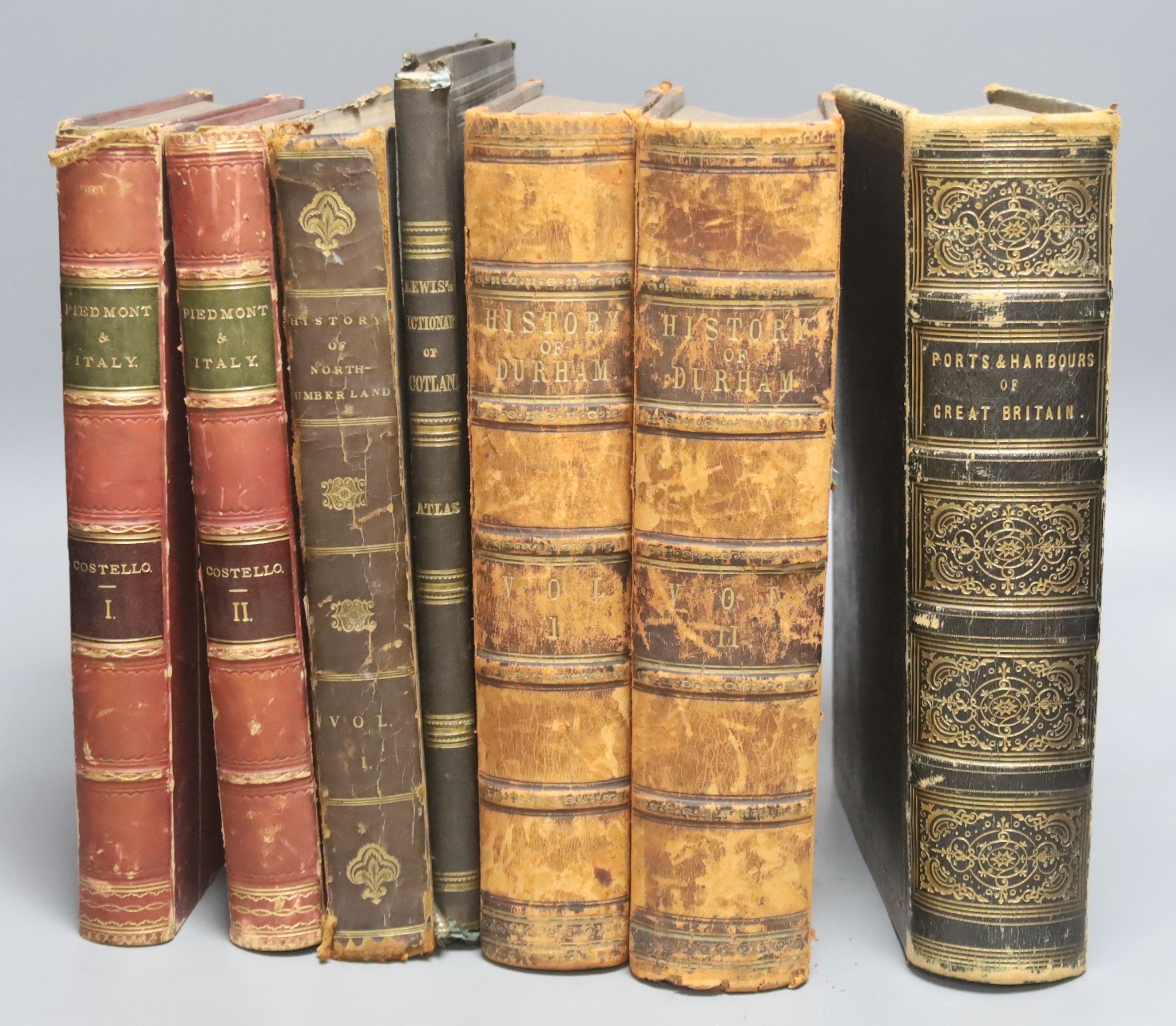 Lewis’ Dictionary of Scotland Atlas Supplementary edition, Piedmont and Italy, in two volumes, and other four historical reference books